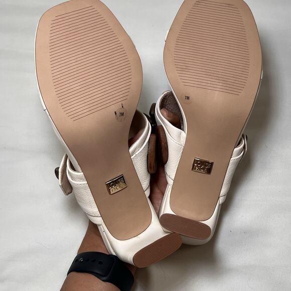 Louise et Cie Lalita Heels Size 7M White Leather Slide Sandals Embellished Boho - Picture 9 of 11
